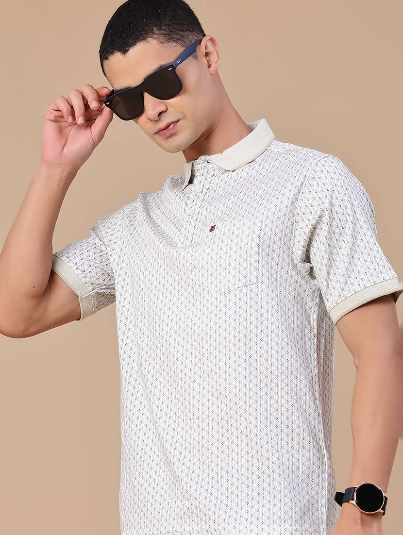 men printed short sleeve regular fit polo t-shirt