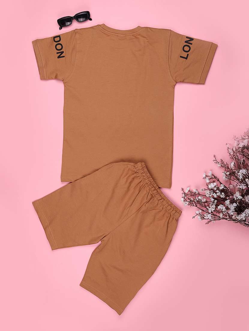 boys printed round neck t-shirt and shorts co-ord set - 22257807 -  Standard Image - 2