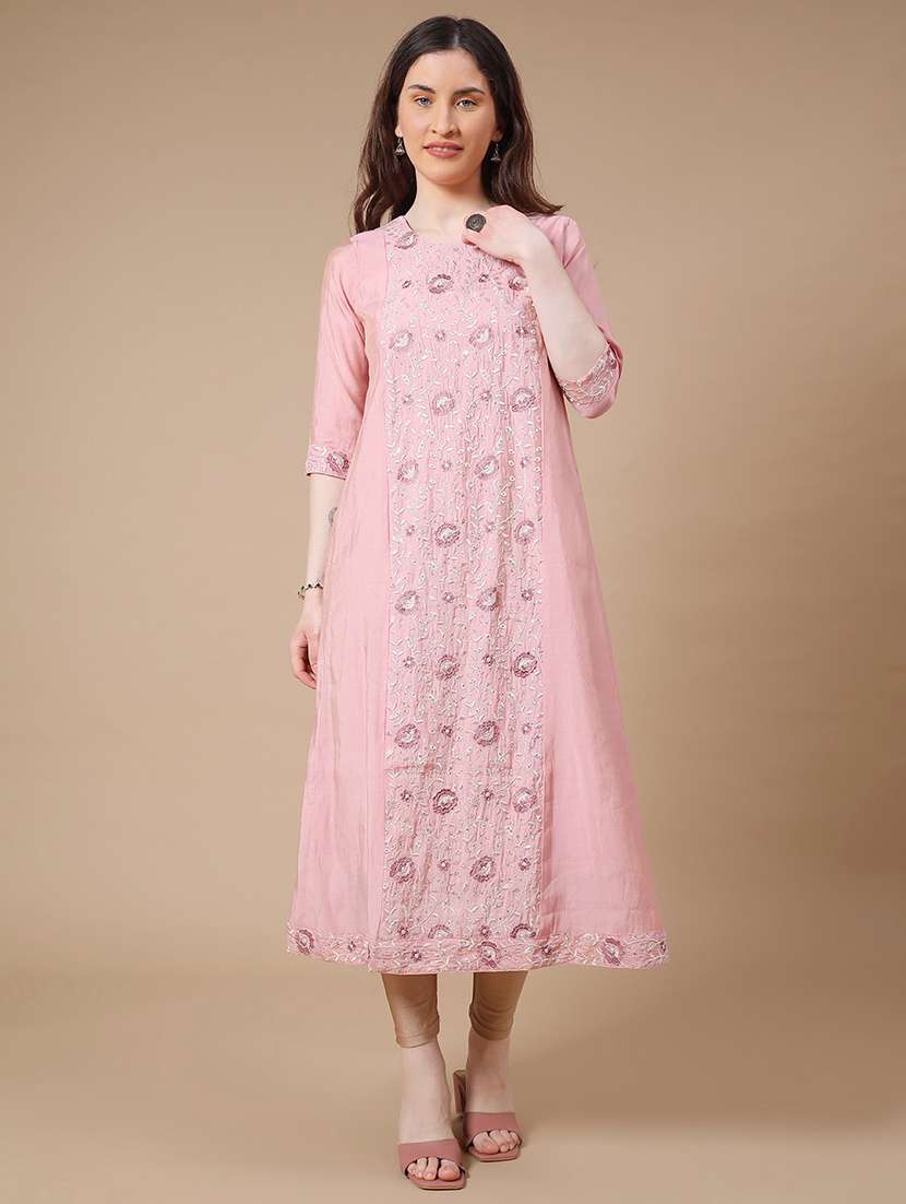 pink cotton aline kurta - 22258180 -  Standard Image - 2