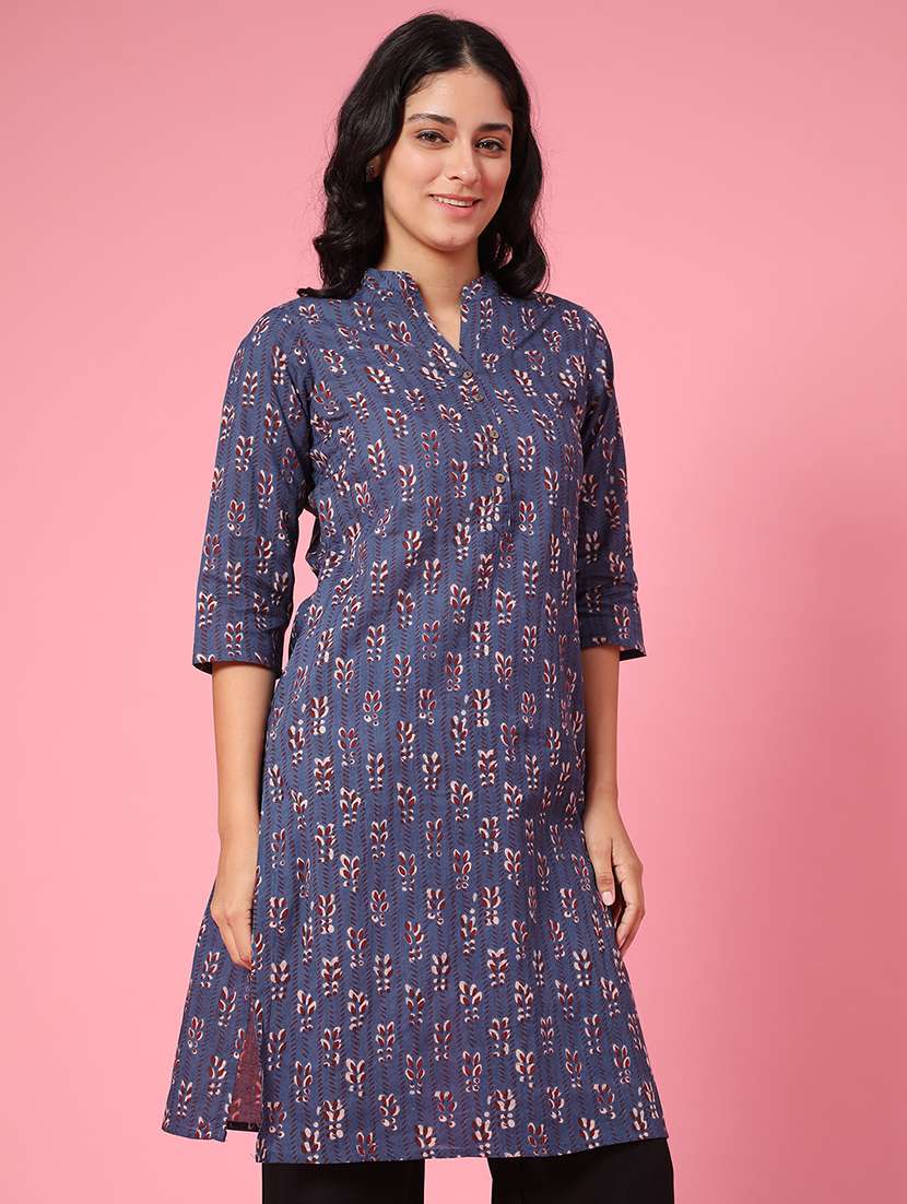 women printed three quarter sleeve kurta - 22258183 -  Standard Image - 2