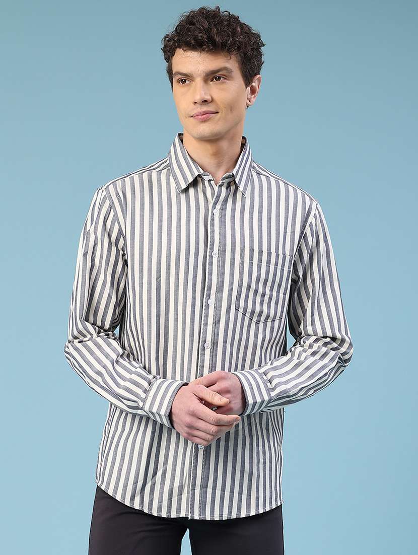 men white stripes cotton casual shirt