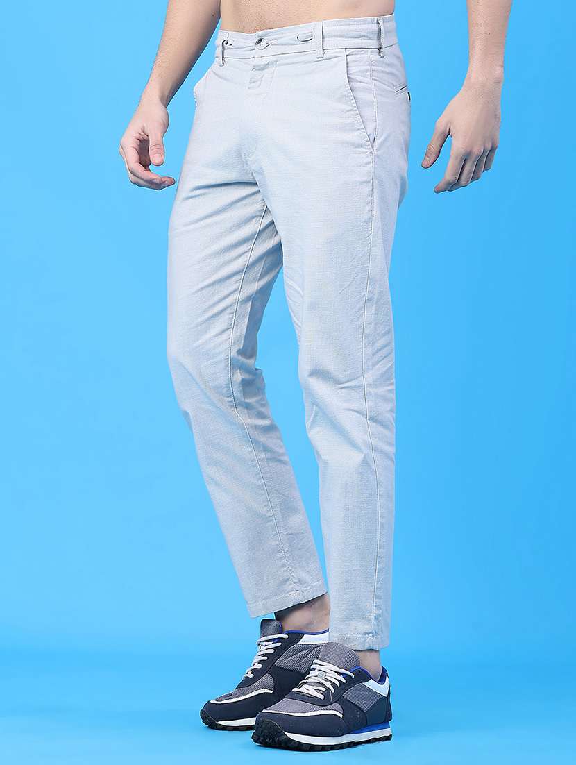 Men Solid Mid Rise Chinos Casual Trouser - 22258441 -  Standard Image - 2