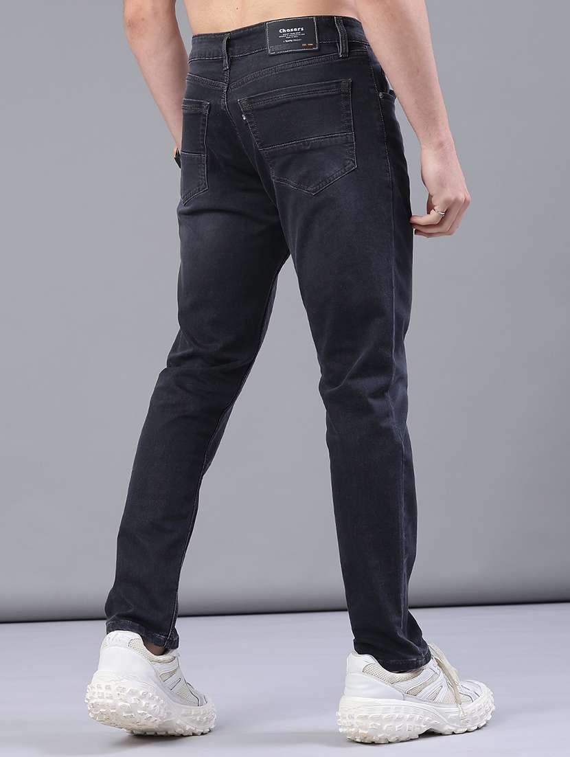 men plain mid rise full length jeans - 22258482 -  Standard Image - 2