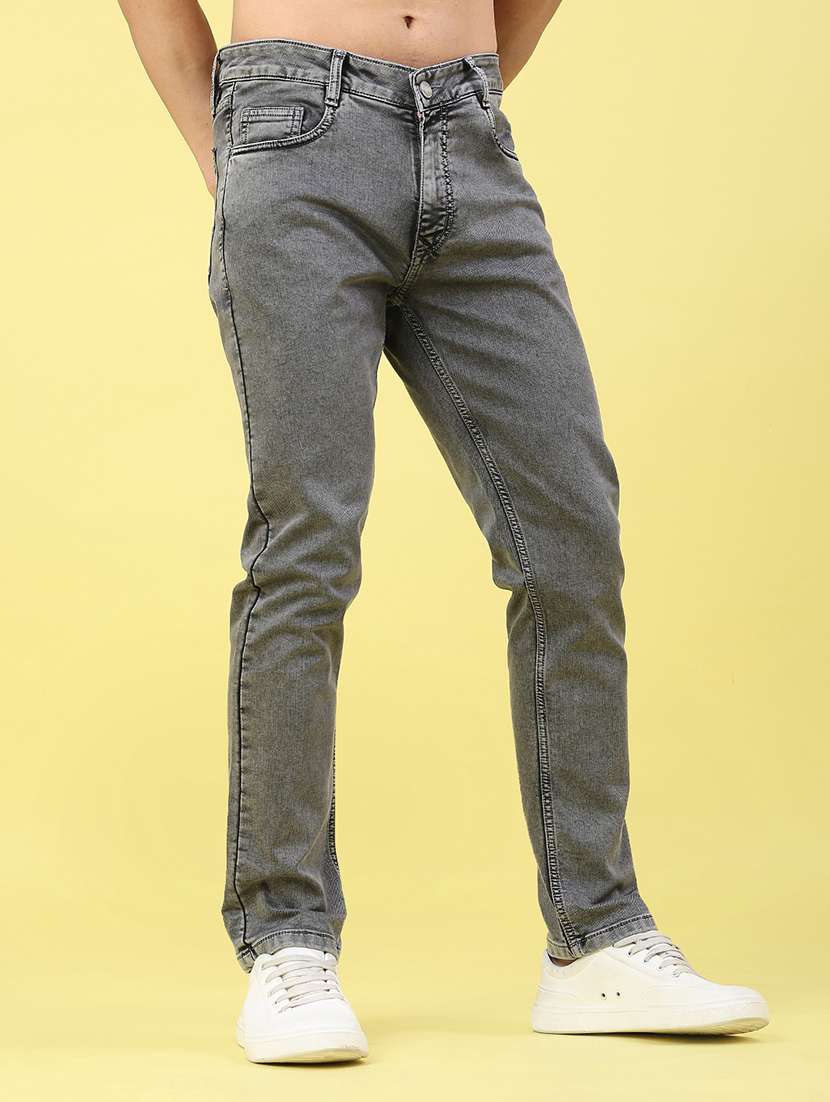 Men Plain Mid Rise Full Length Jeans - 22258490 -  Standard Image - 2