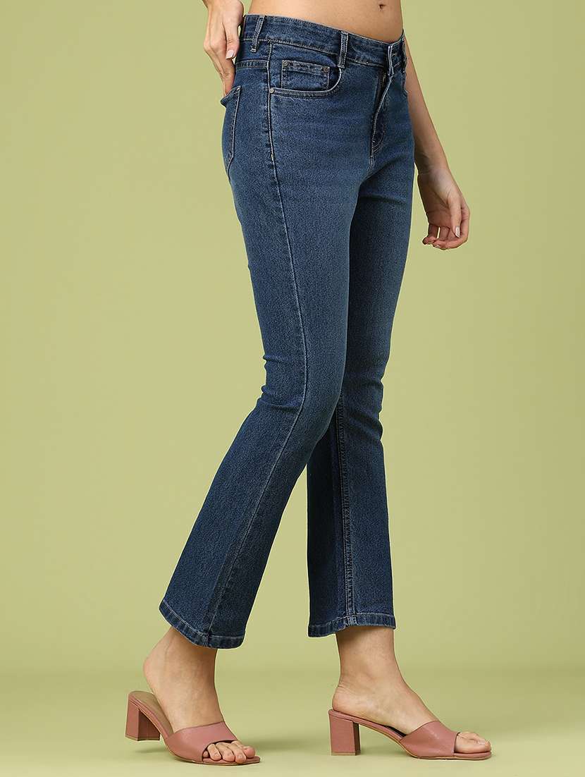 women solid mid rise bootcut jeans - 22258554 -  Standard Image - 2