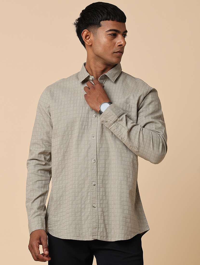men textured long sleeve regular fit casual shirt - 22258685 -  Standard Image - 2
