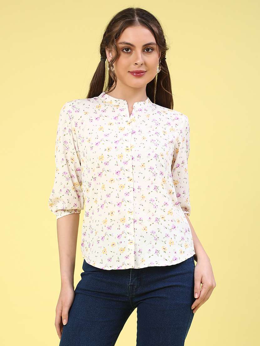 Off White Polyester Regular Top - 22258744 -  Standard Image - 2