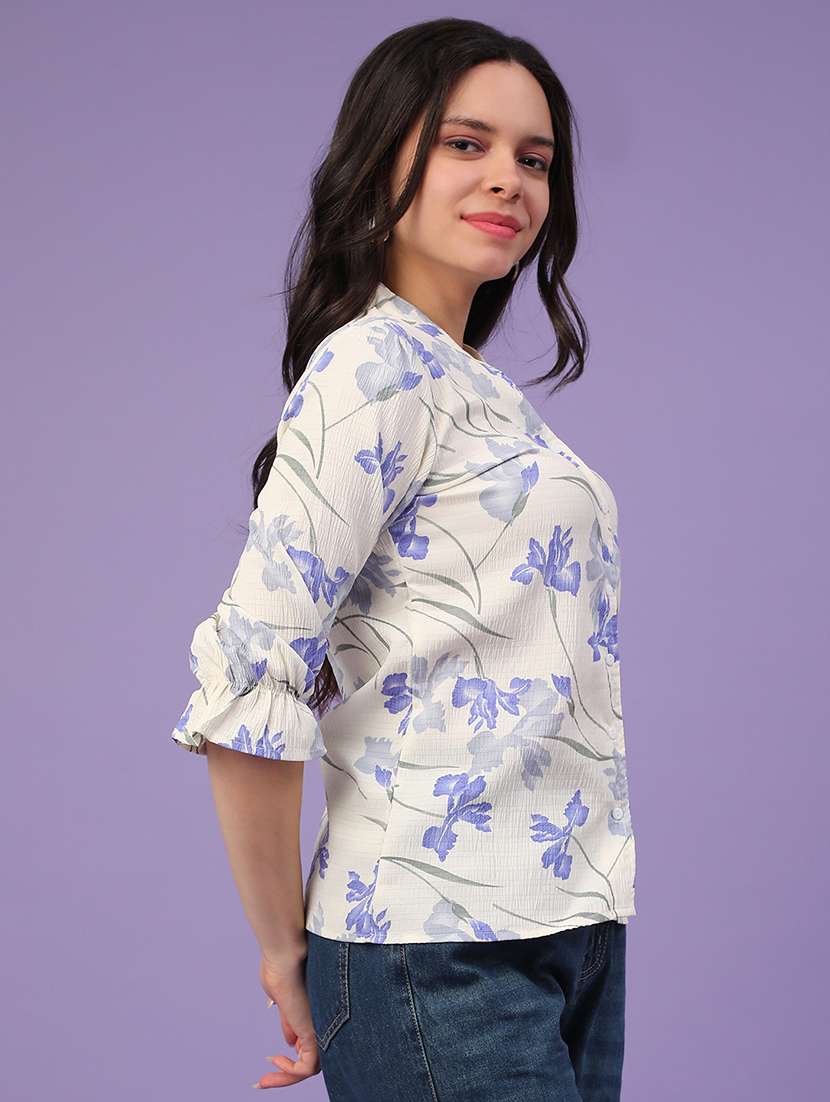 women cream polyester regular top - 22258746 -  Standard Image - 2