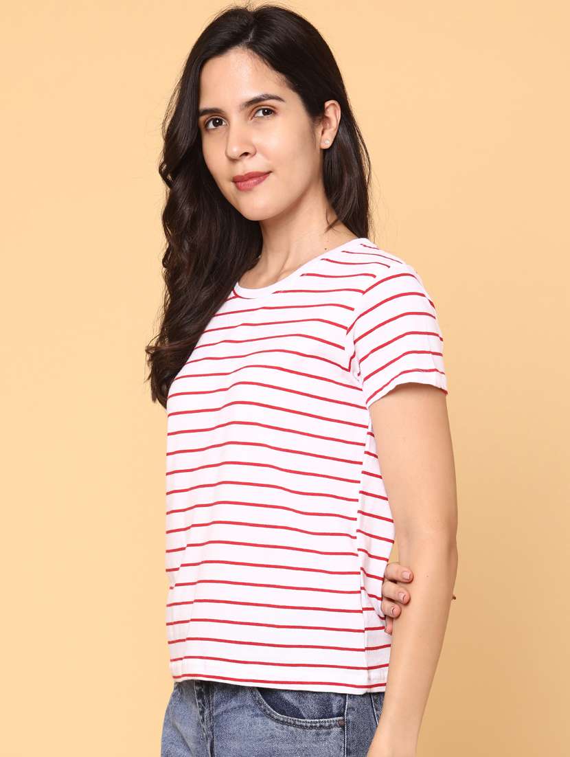women striped short sleeve t-shirt