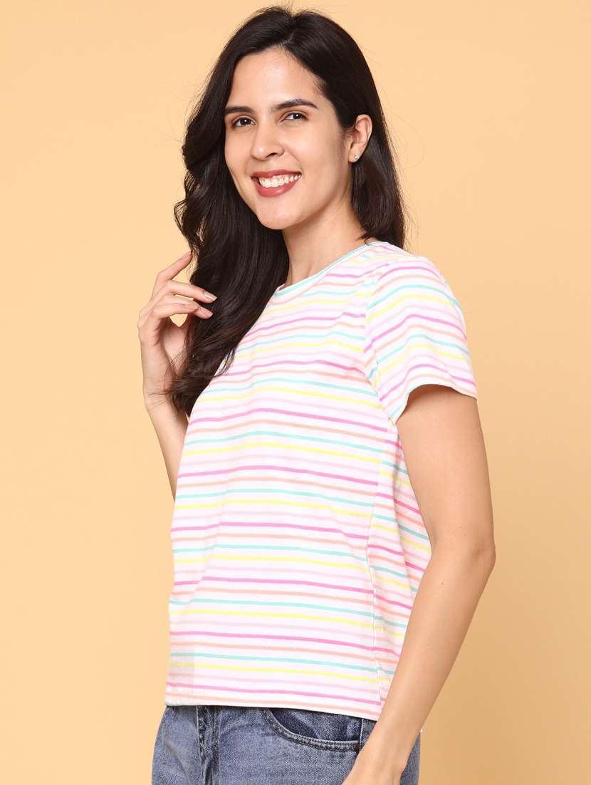 women striped short sleeve t-shirt