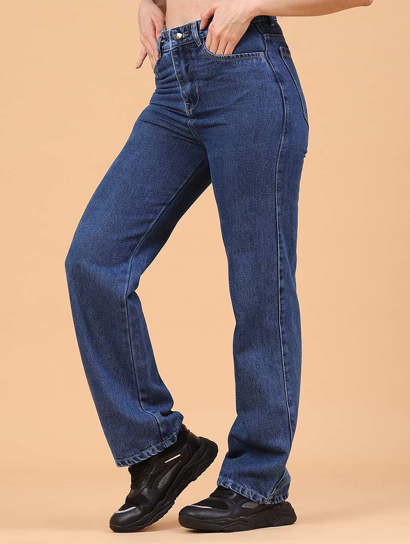 women plain high rise straight fit jeans - 22258832 -  Standard Image - 2