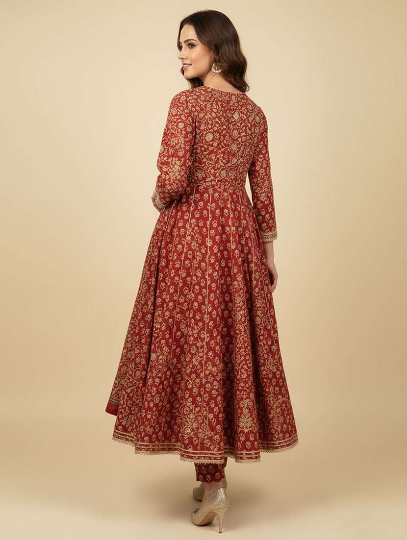 women floral three quarter sleeve kurta pant with dupatta set - 22258853 -  Standard Image - 2