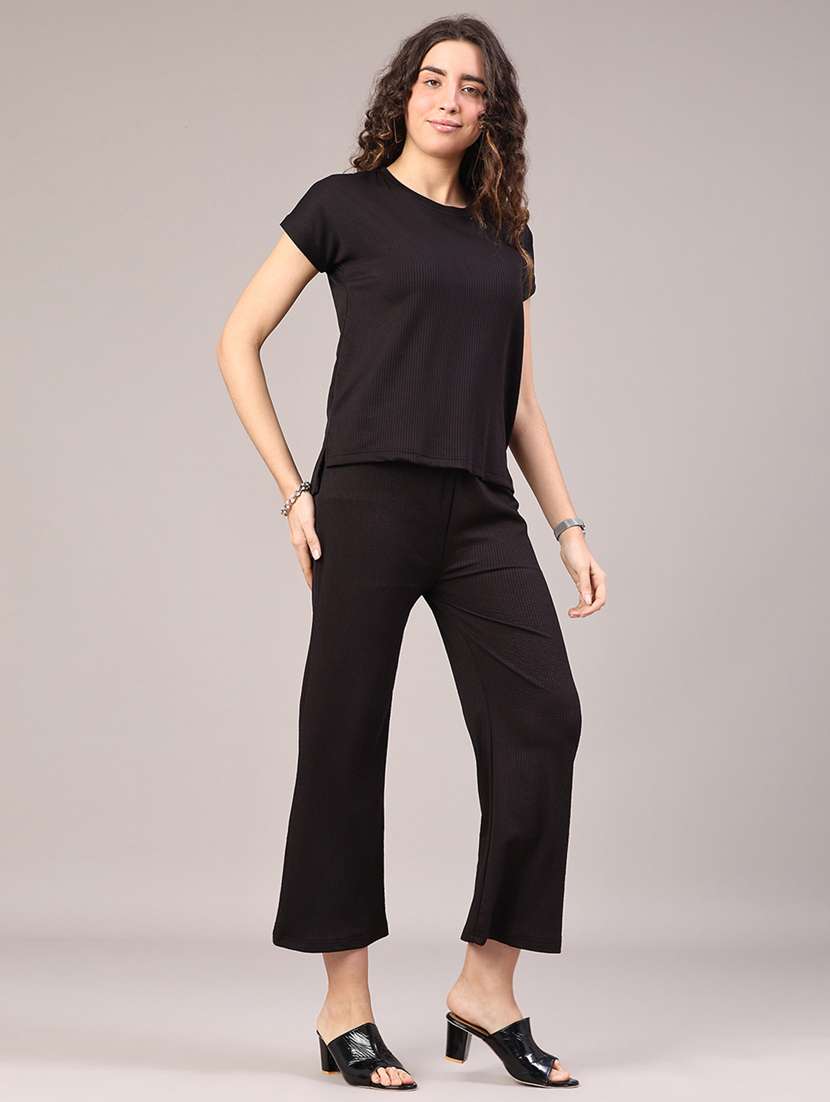 women solid top and trouser co-ord set - 22259178 -  Standard Image - 2
