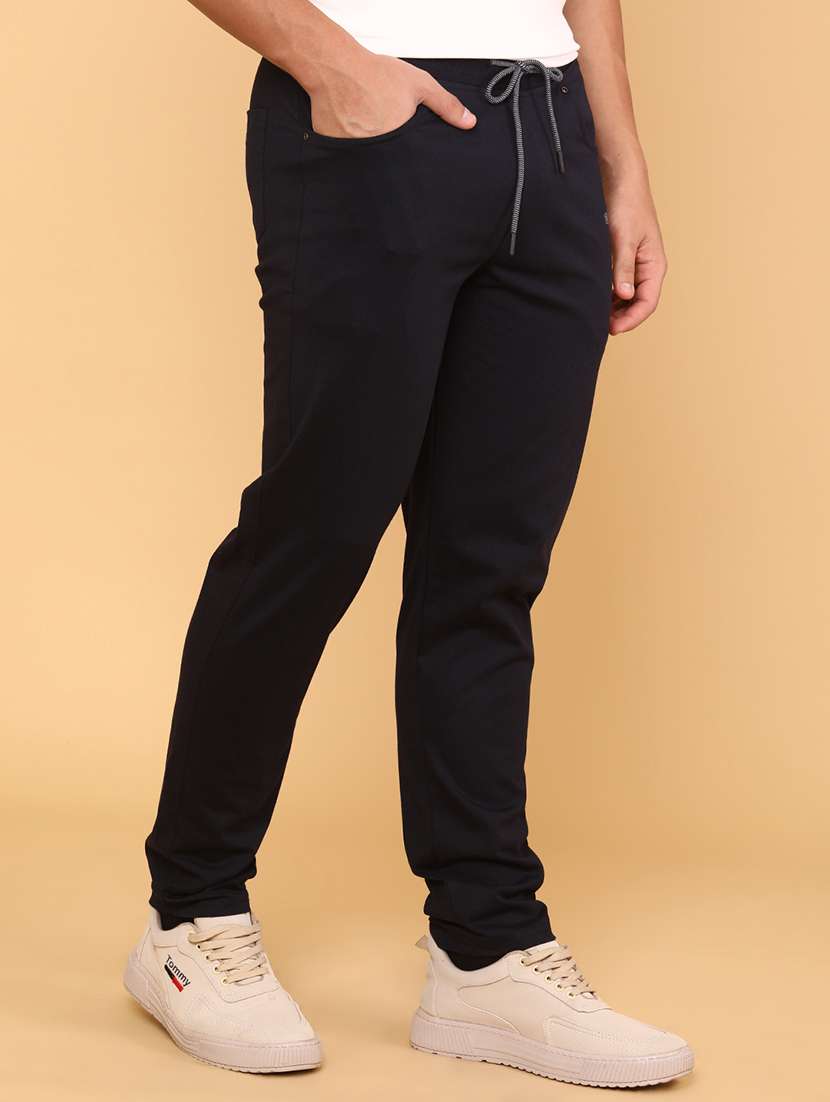 men solid mid rise full length track pant - 22259203 -  Standard Image - 2
