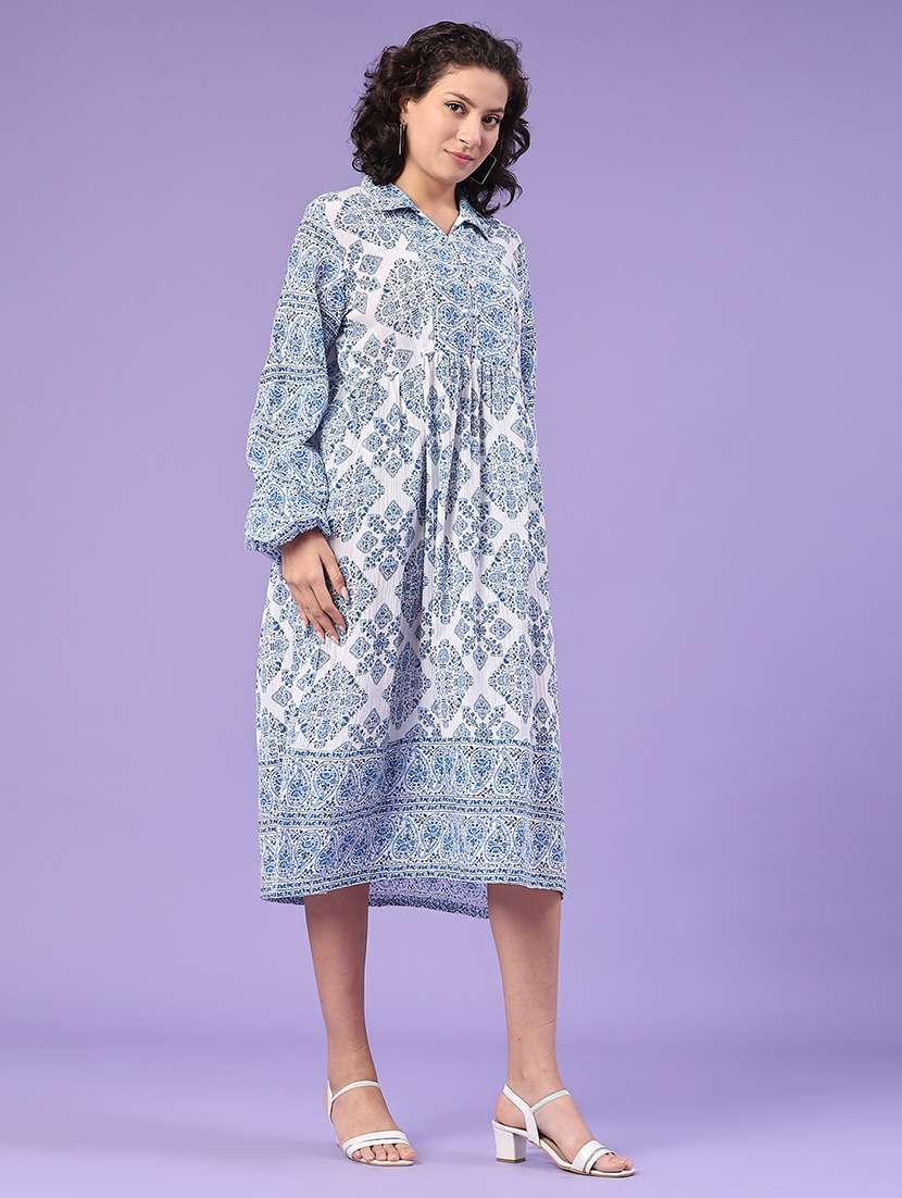 women printed puff sleeves tiered dress - 22259248 -  Standard Image - 2