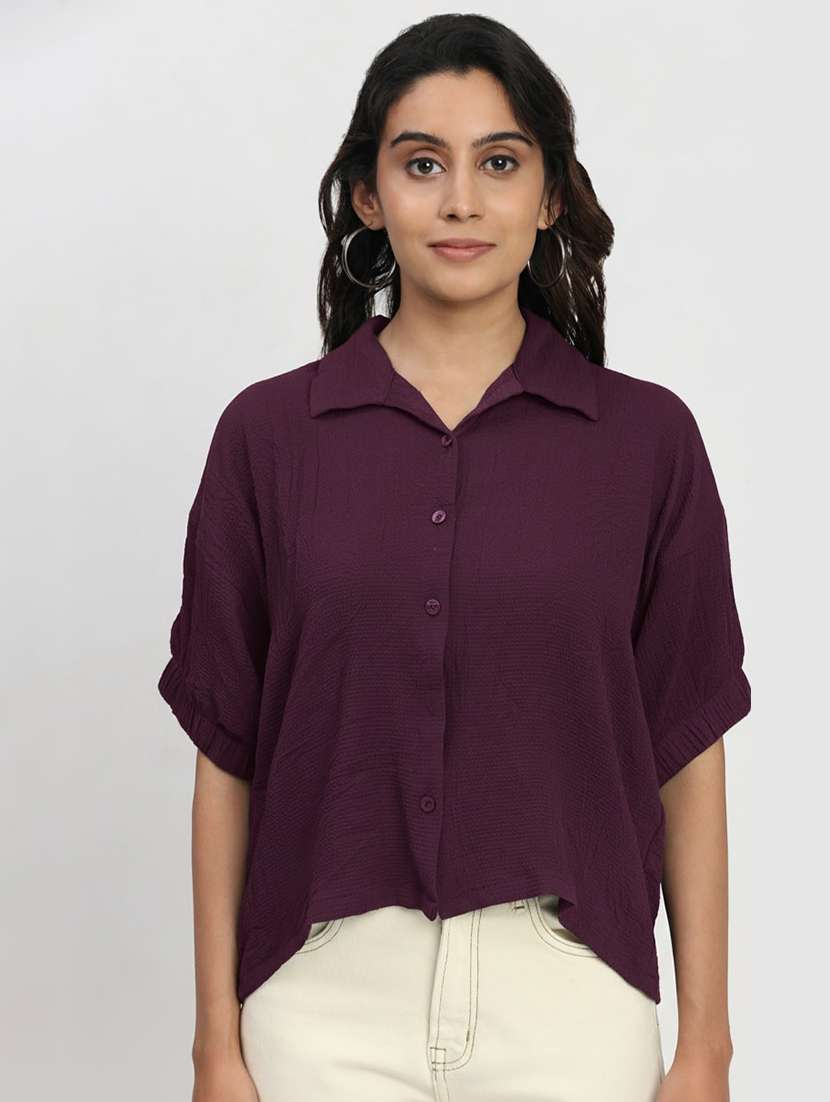 women solid short sleeve shirt top