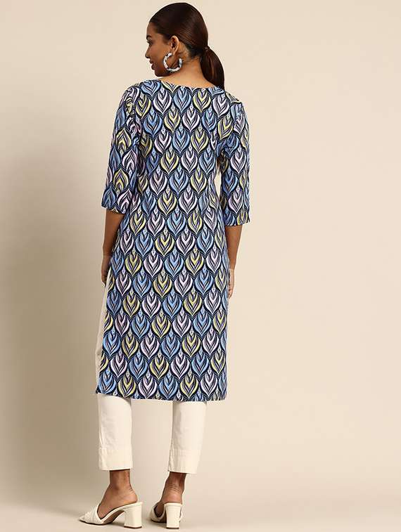 women pack of 2 printed three quarter sleeve straight kurta - 22259440 -  Standard Image - 2