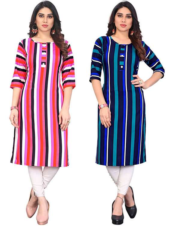 women pack of 2 printed straight kurta
