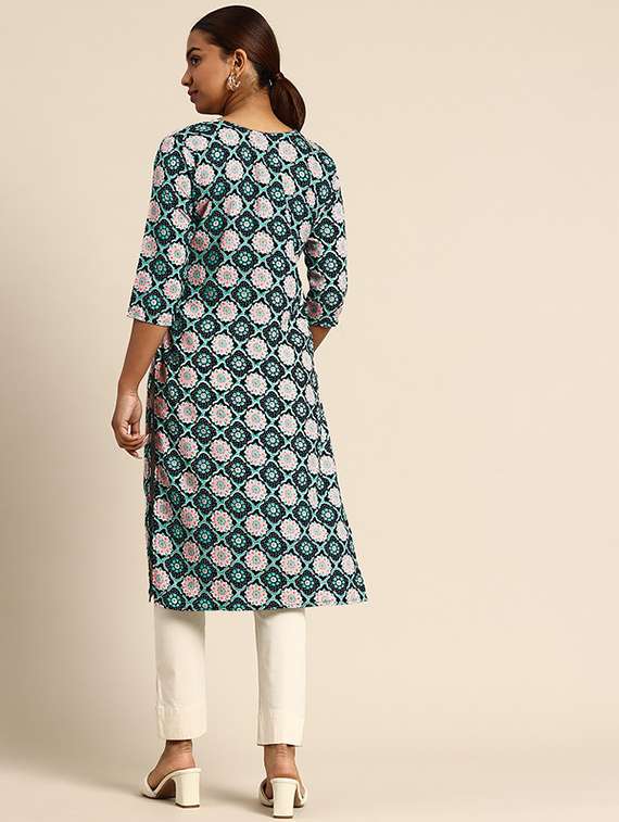 women pack of 2 printed three quarter sleeve straight kurta - 22259643 -  Standard Image - 2