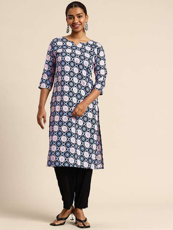 women pack of 4 printed three quarter sleeve straight kurta - 22259927 -  Standard Image - 2