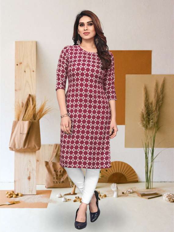 women pack of 4 printed three quarter sleeve straight kurta - 22260008 -  Standard Image - 2