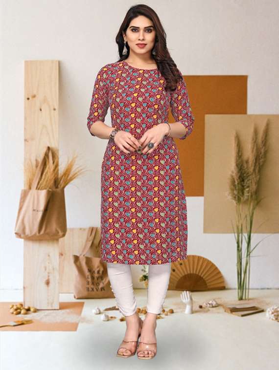 women pack of 4 printed three quarter sleeve straight kurta - 22260056 -  Standard Image - 2