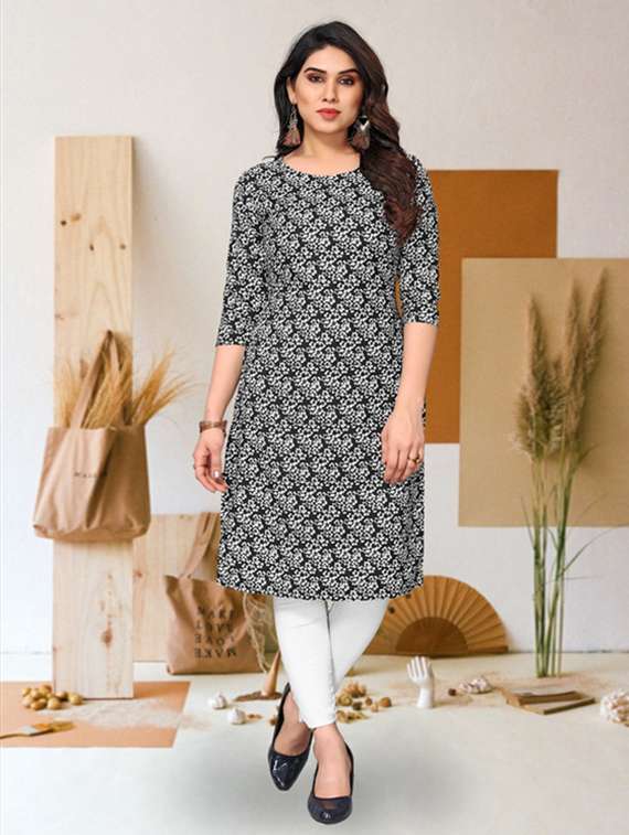 women pack of 4 printed three quarter sleeve straight kurta - 22260092 -  Standard Image - 2