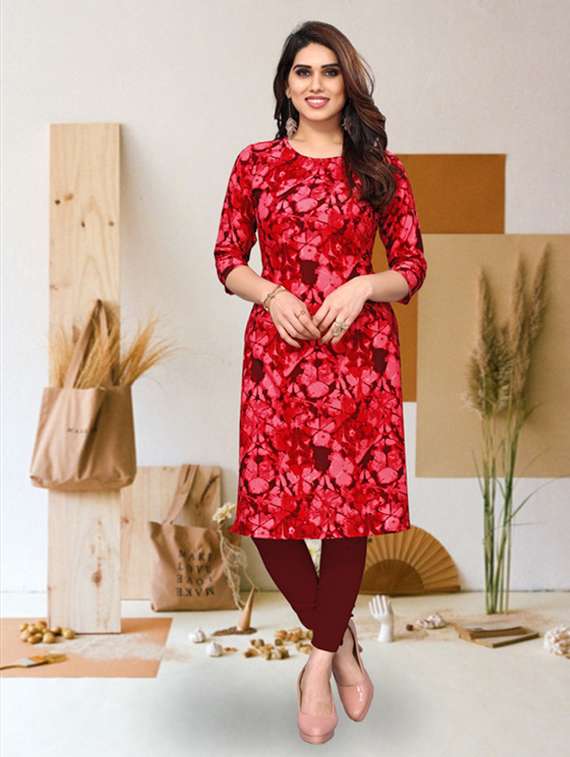 women pack of 4 printed three quarter sleeve straight kurta - 22260093 -  Standard Image - 2