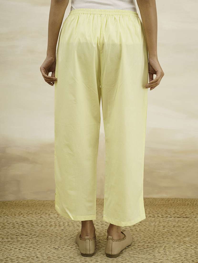 women solid mid rise relaxed fit straight palazzo - 22260683 -  Standard Image - 2