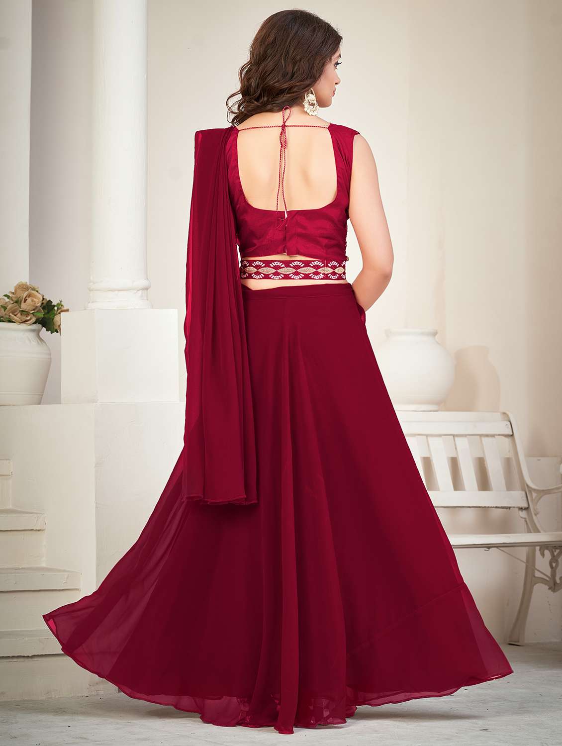 women solid semi stitched flared lehenga - 22260697 -  Standard Image - 2