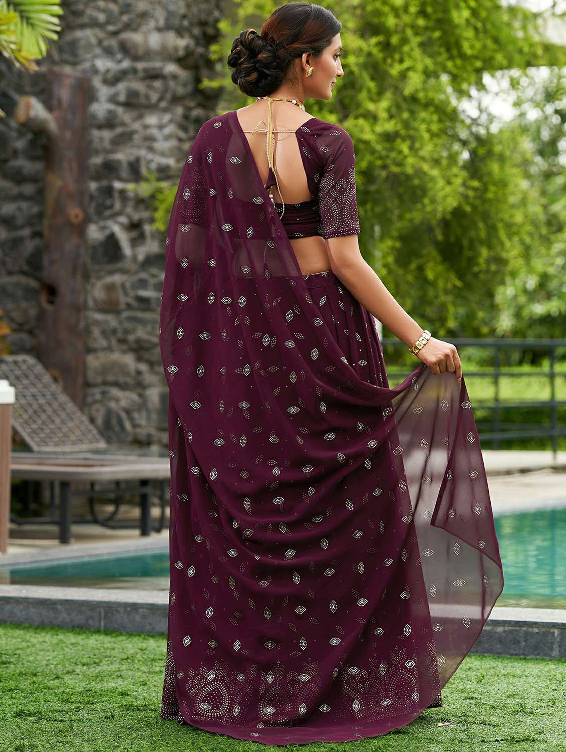 women solid with work semi stitched flared lehenga - 22260707 -  Standard Image - 2