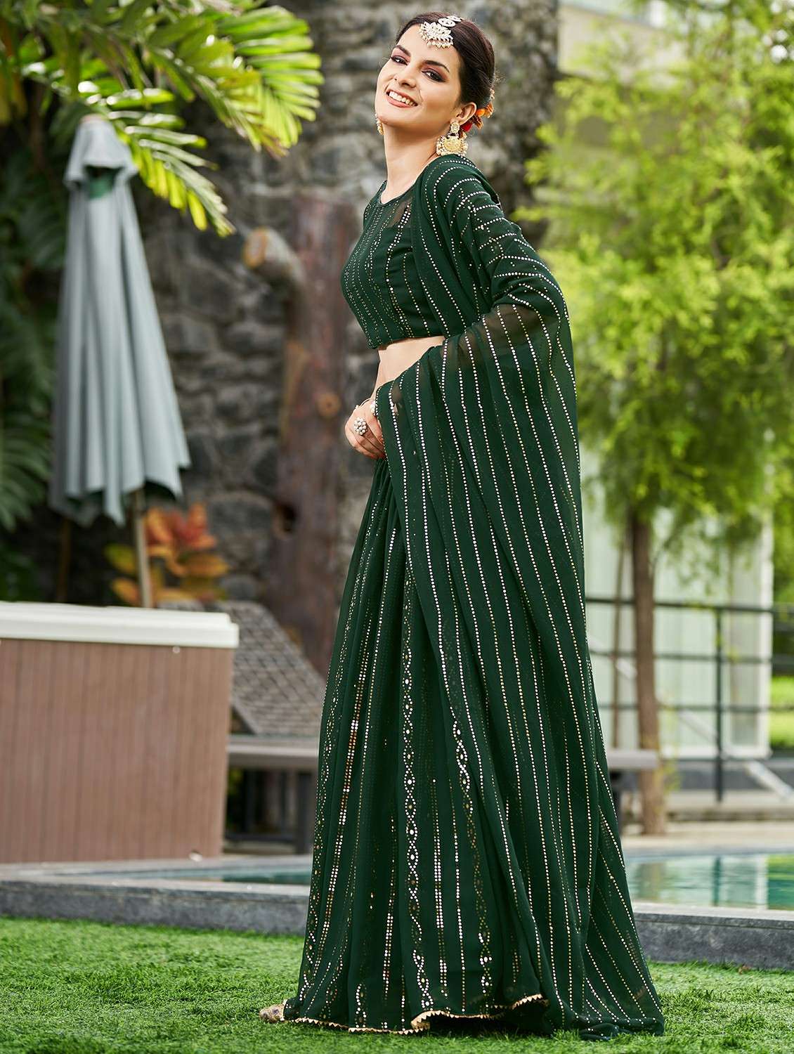 women solid with work semi stitched flared lehenga