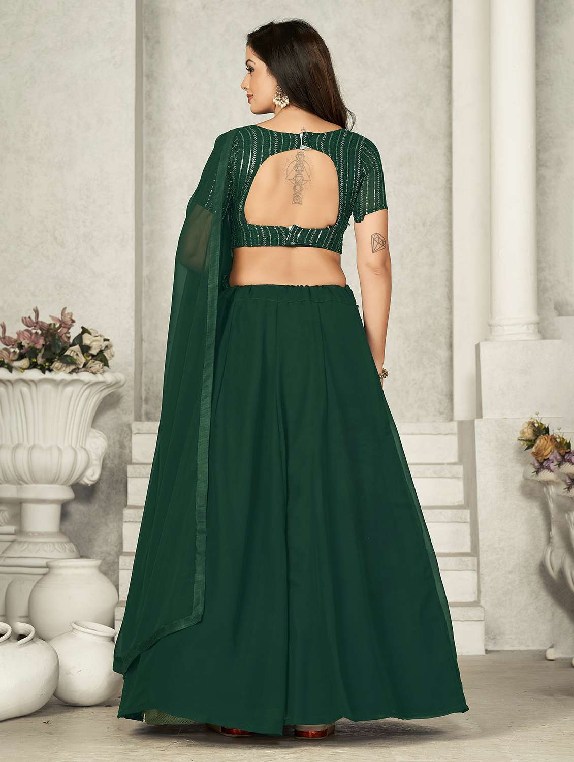 women solid semi stitched flared lehenga - 22260719 -  Standard Image - 2