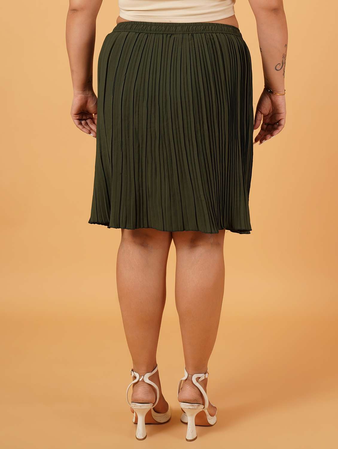 women plus size solid mid rise pleated skirt - 22260735 -  Standard Image - 2