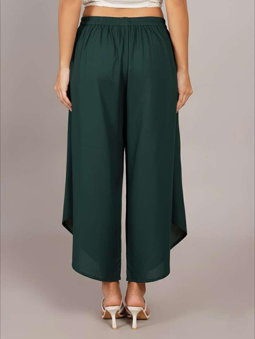 women solid high rise ruffle palazzo - 22260736 -  Standard Image - 2