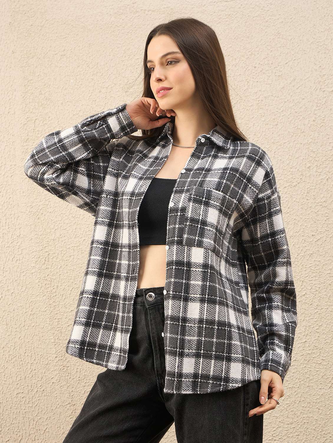 women collared long sleeve oversized shirt - 22260749 -  Standard Image - 2