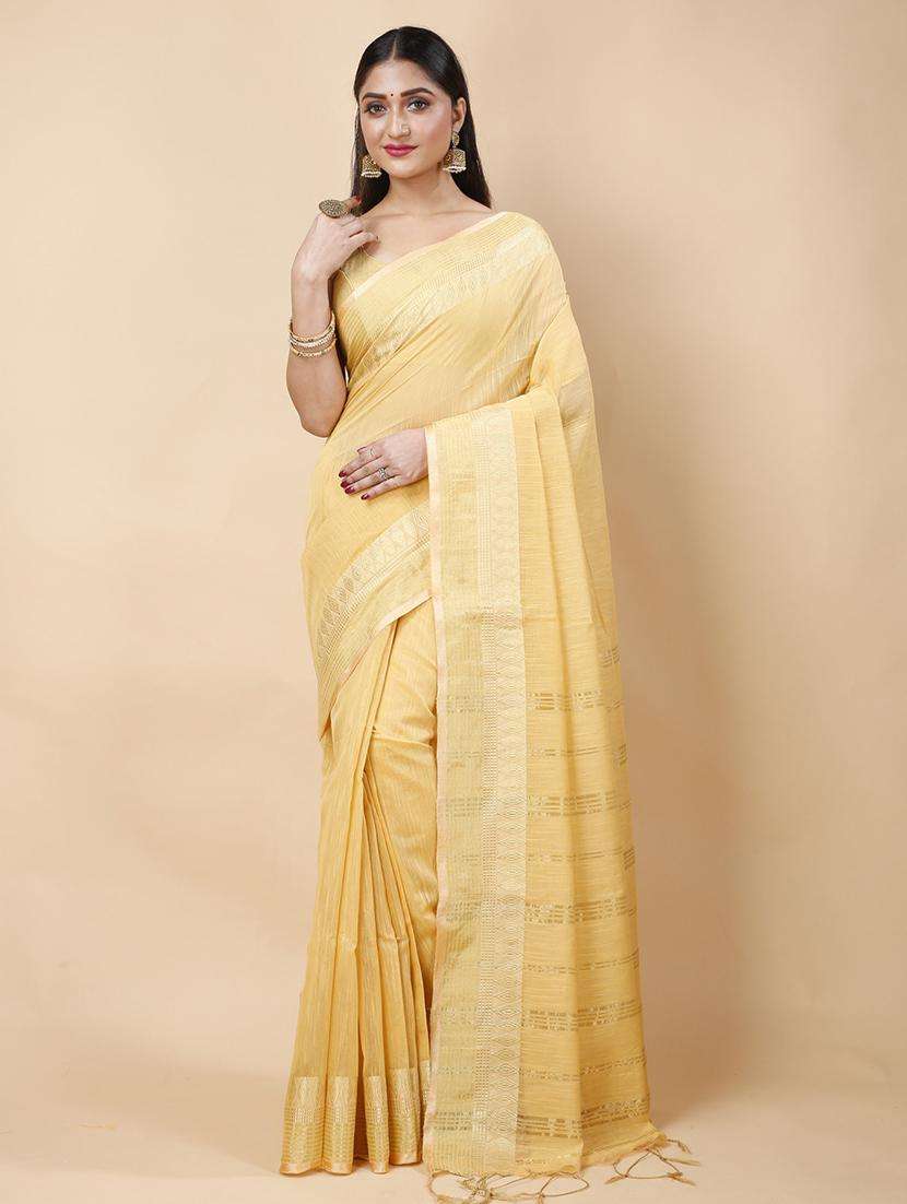 women solid with bordered saree
