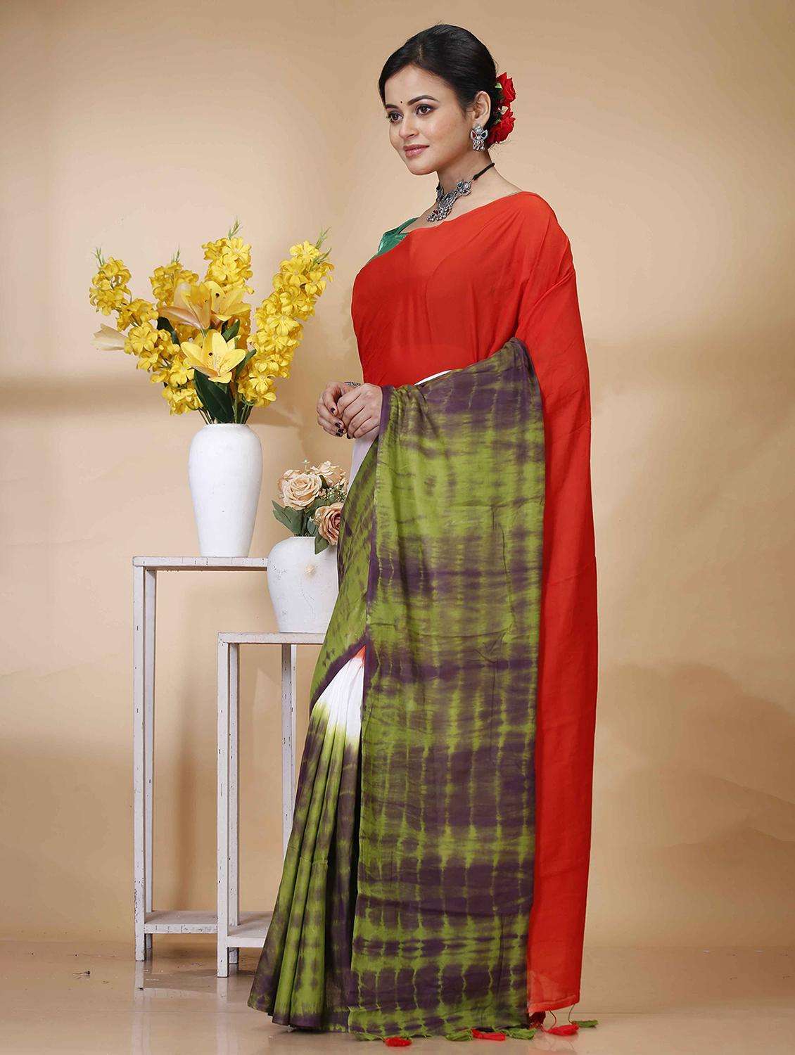 women tie & dye printed handloom saree - 22260885 -  Standard Image - 2