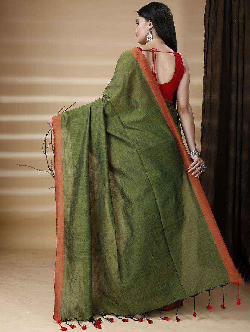 women solid handloom saree - 22260939 -  Standard Image - 2