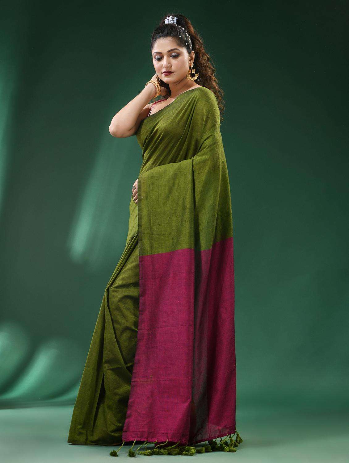 women solid handloom saree - 22260992 -  Standard Image - 2