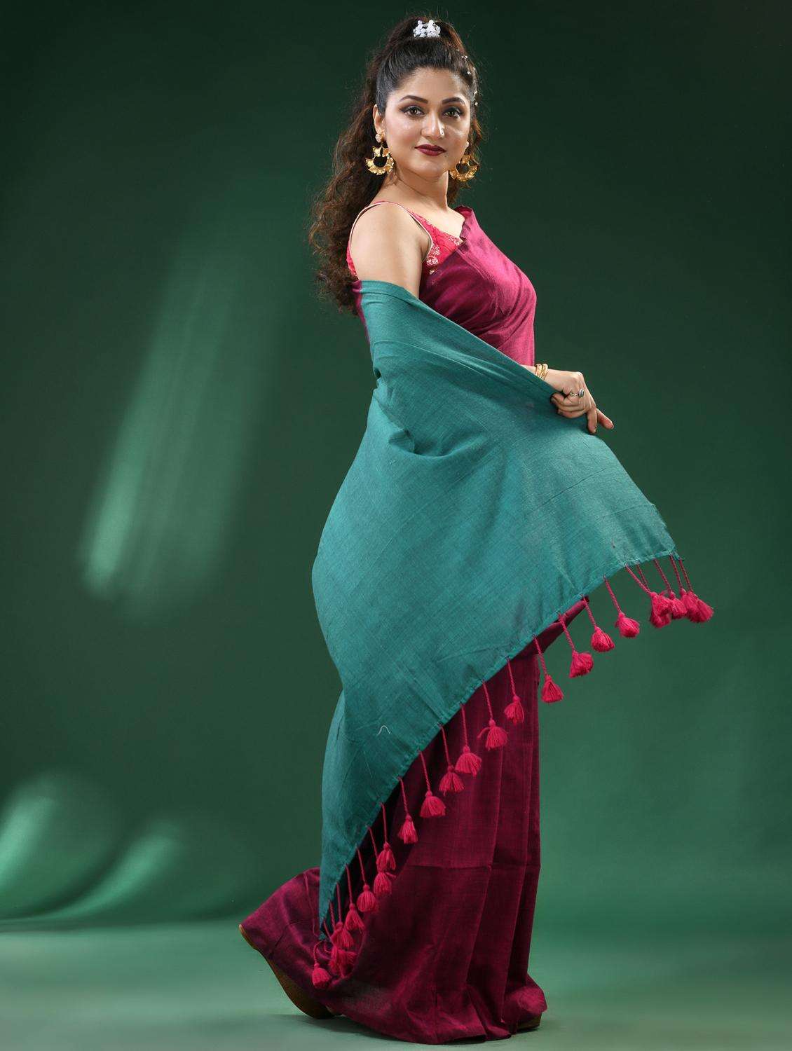 women solid handloom saree - 22261029 -  Standard Image - 2