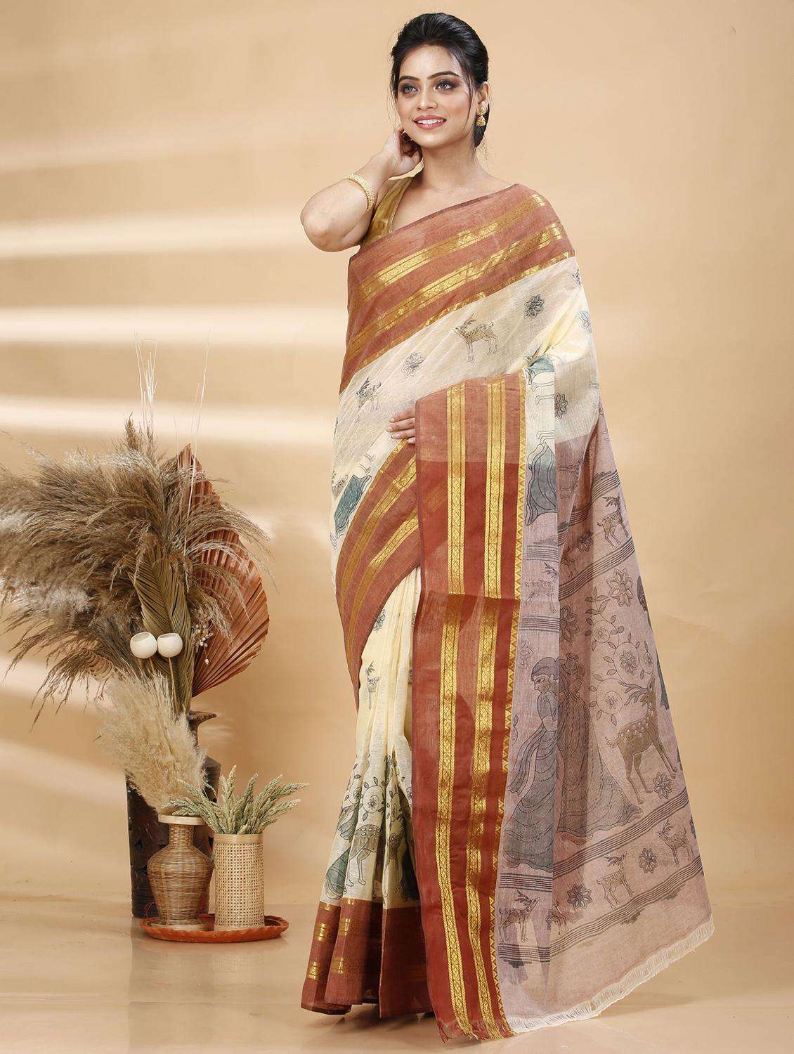 women printed handloom saree - 22261267 -  Standard Image - 2
