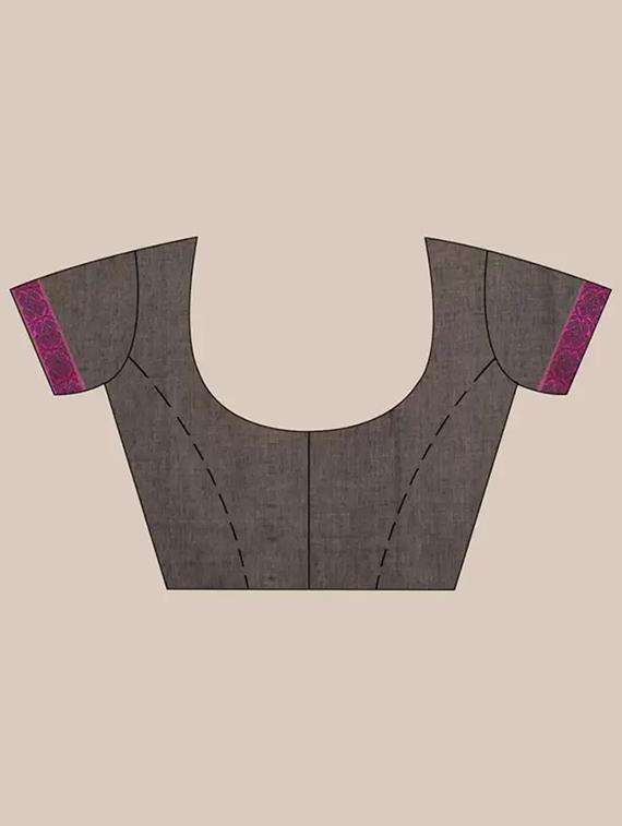 women solid with bordered handloom saree with blouse - 22261271 -  Standard Image - 2