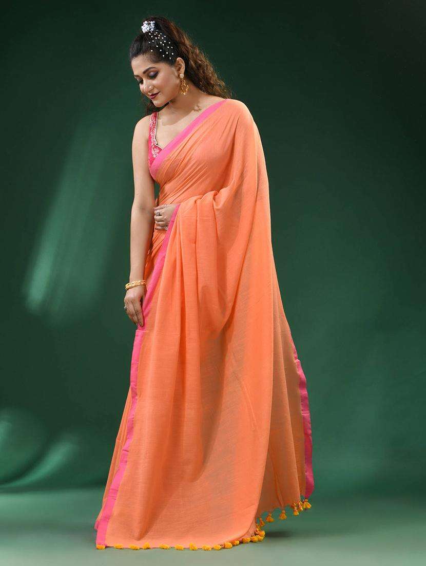 women solid handloom saree - 22261278 -  Standard Image - 2