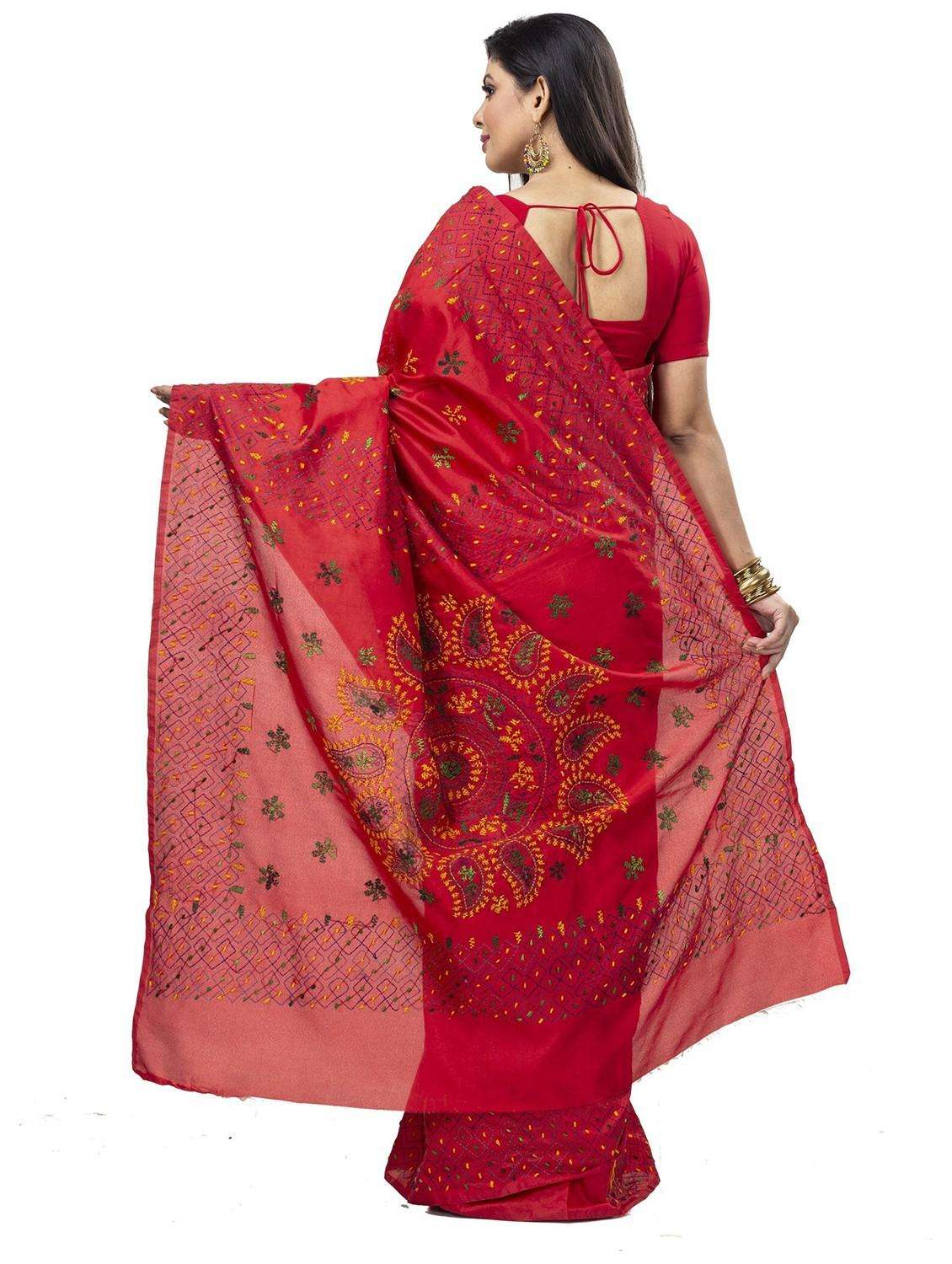 women solid with work handloom saree - 22261330 -  Standard Image - 2