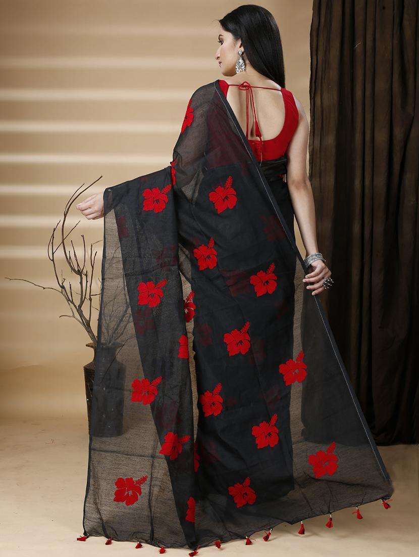 women solid with work handloom saree - 22261409 -  Standard Image - 2