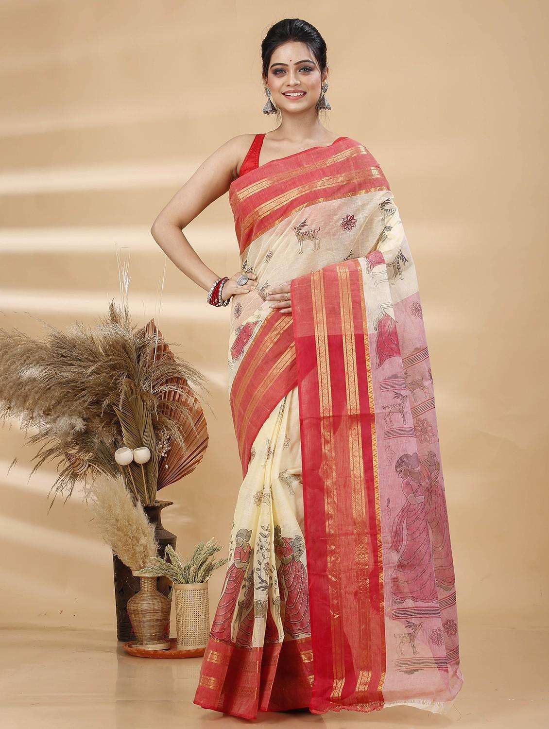 women printed handloom saree