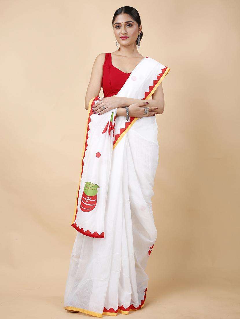 women solid with work handloom saree - 22261584 -  Standard Image - 2
