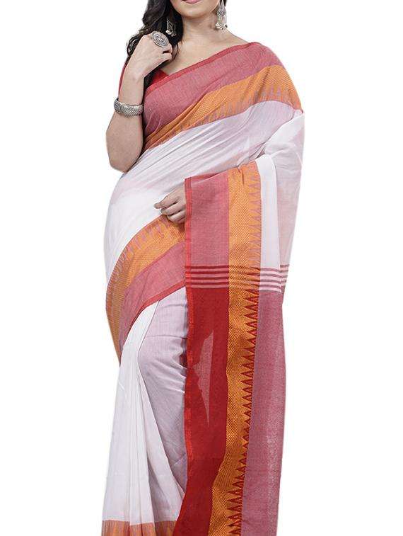 women solid with bordered saree with blouse - 22261923 -  Standard Image - 2