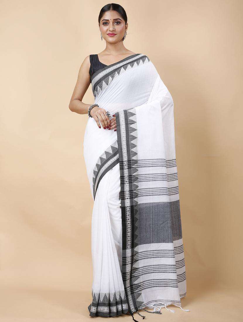women self design handloom saree with blouse